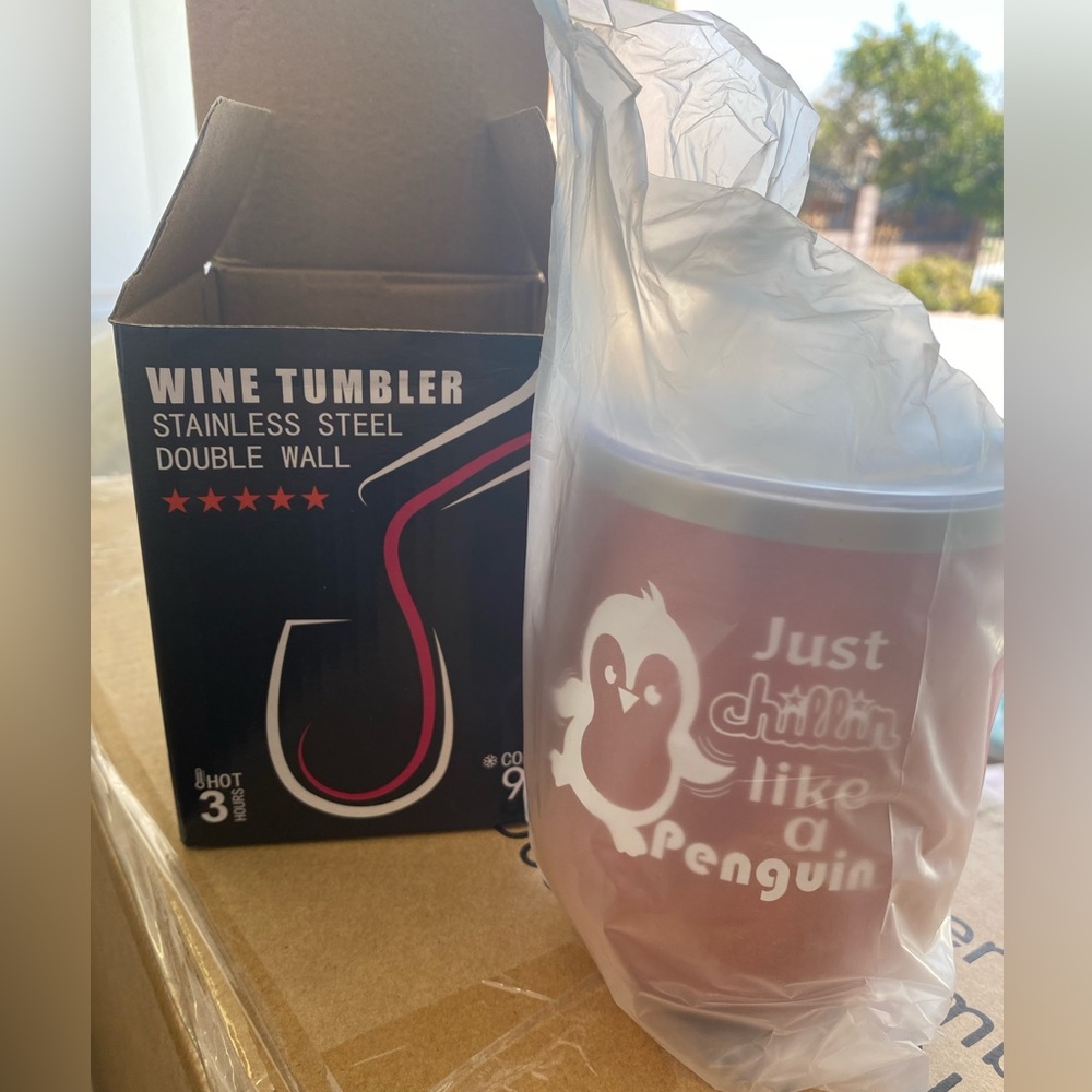 “Chillin Like a Penguin” Rose Gold Stainless Steel Tumbler w/ lid